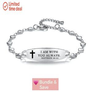 Stainless Steel Bible Verse Bracelet Adjustable 7-8.5 Inches Christian Gift